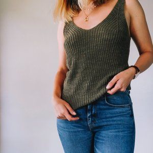 MADEWELL GREEN KNIT TANK - SZ SMALL